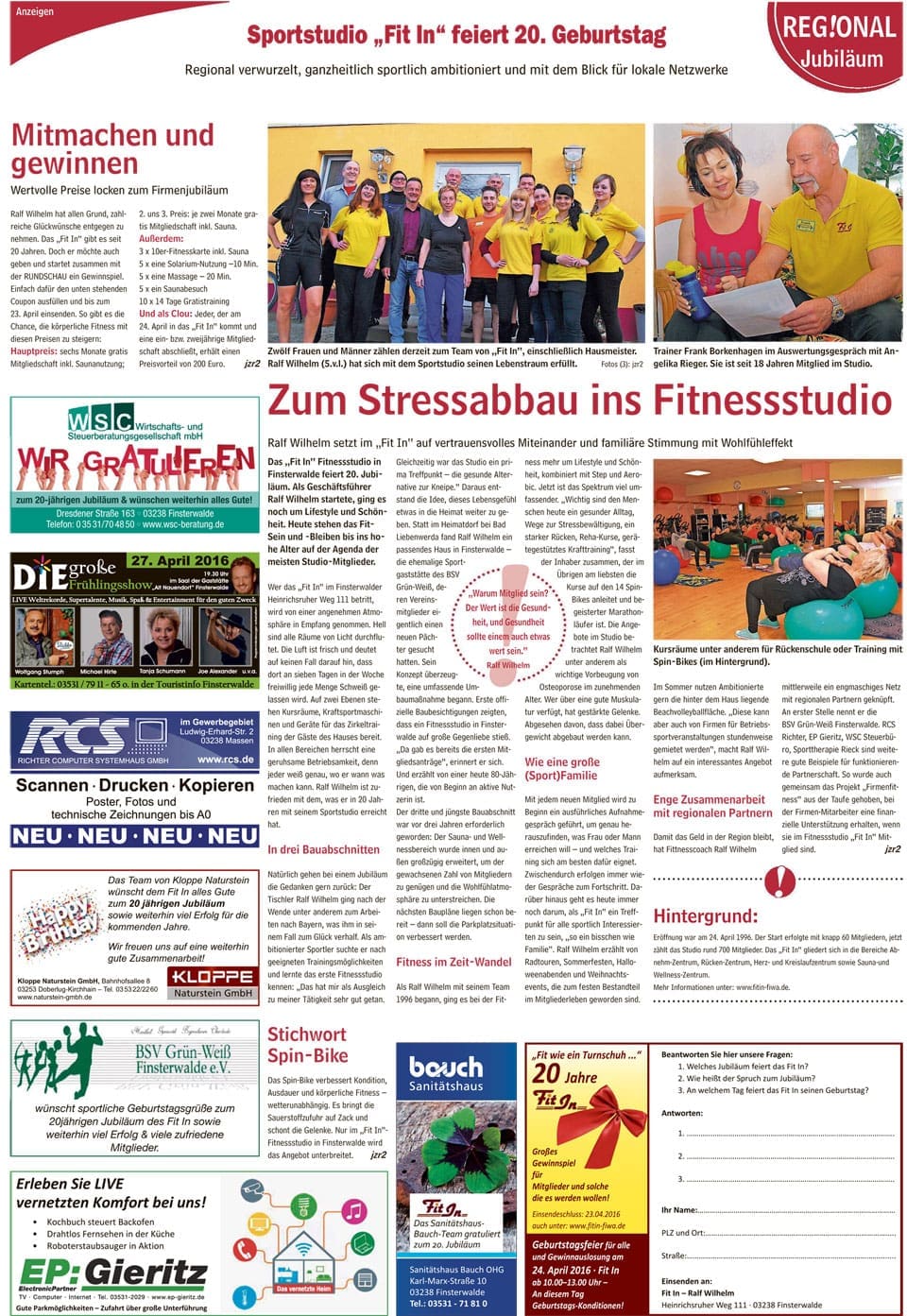 20 Jahre Sportstudio Fi In Finsterwalde