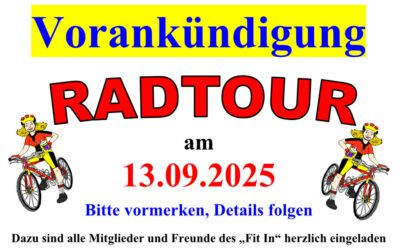 Radtour Vorankündigung