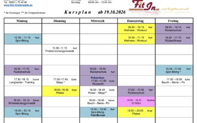 Kursplan ab Oktober 2026